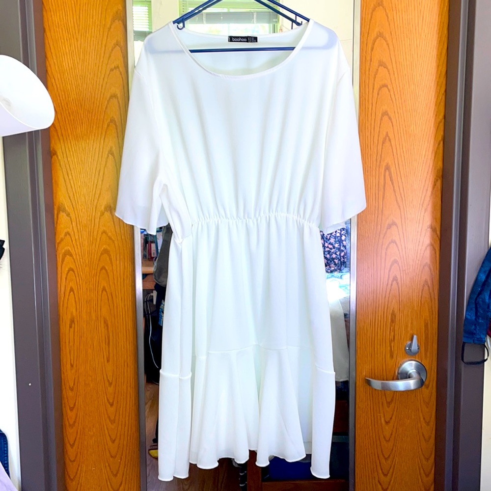 Boohoo White Babydoll Dress